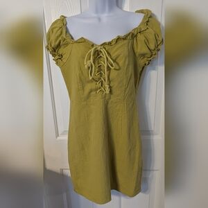 Nasty Gal Collection mustard yellow tie dress Sz: 8